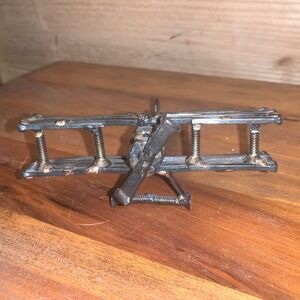 VTG World War 1 Biplane/ Airplane Model Metal Sculpture Nails, Screws, Bolts